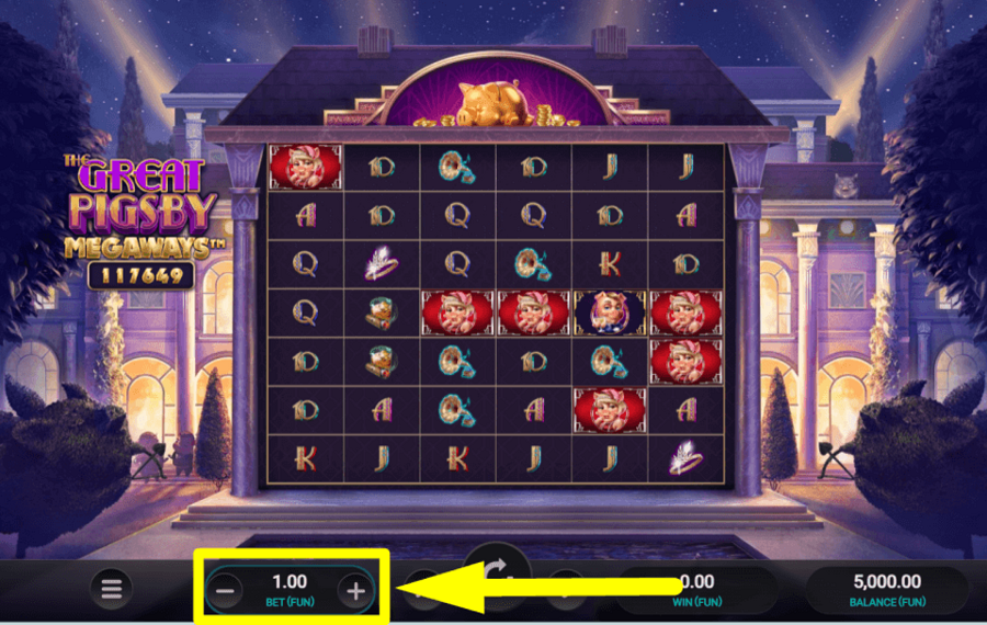 The Great Pigsby Megaways ASIGNA EL MONTO DE TU APUESTA.