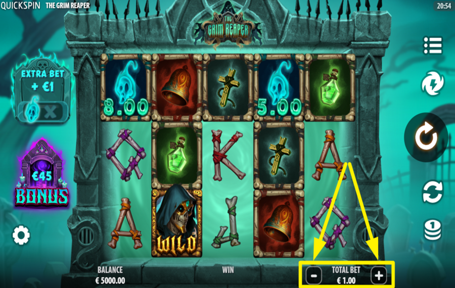 The Grim Reaper ASIGNAR UN VALOR DE APUESTA.