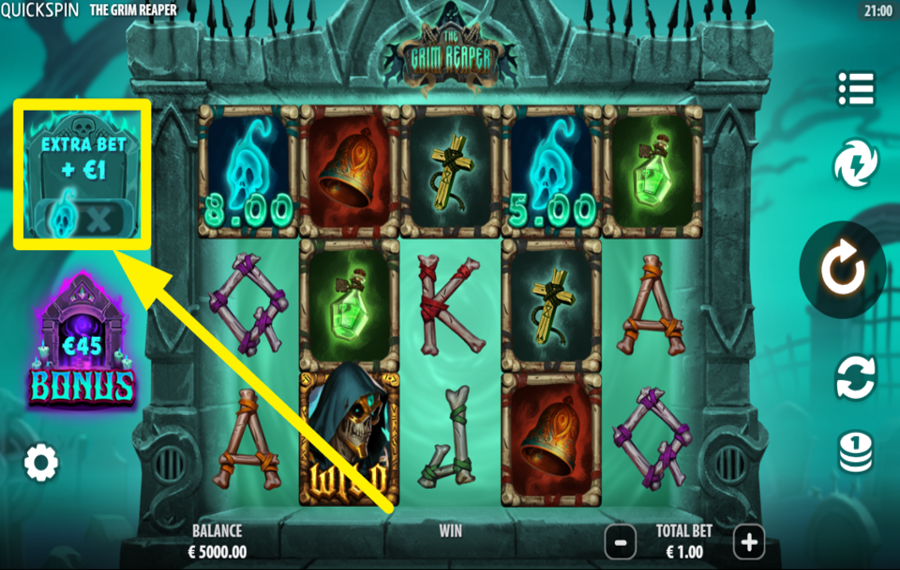 The Grim Reaper ACTIVAR APUESTA EXTRA.