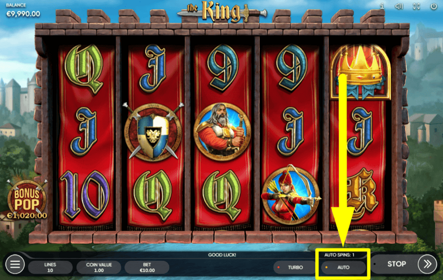 The King ENABLE AUTOMATIC SPINS.