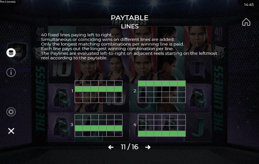 The Lioness Choose the paylines