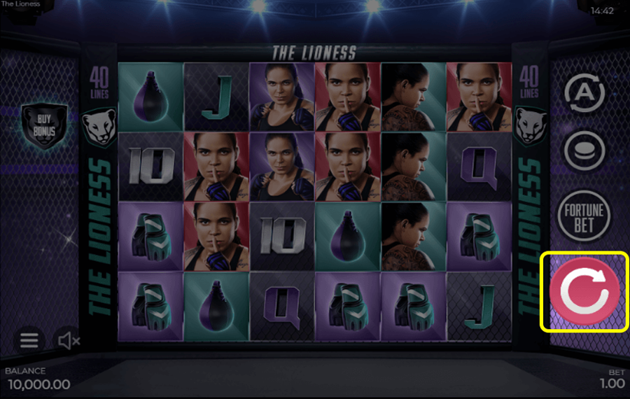 The Lioness Click/tap the “Spin” button