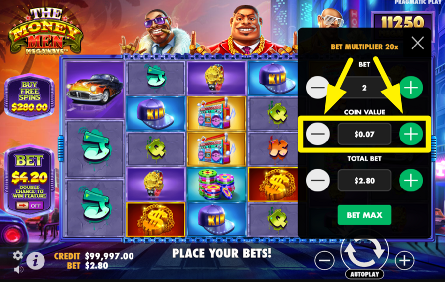 The Money Men Megaways DECIDE ON YOUR COIN VALUE.