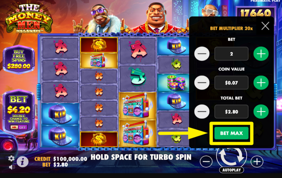 The Money Men Megaways SELECT THE HIGHEST STAKE LIMIT.