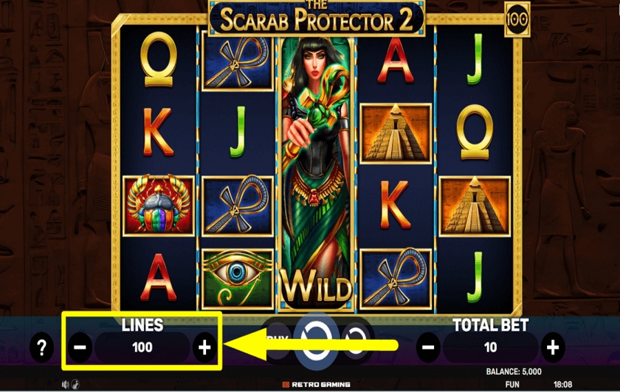 The Scarab Protector 2 FESTLEGEN SIE DIE GEWINNLINIEN.