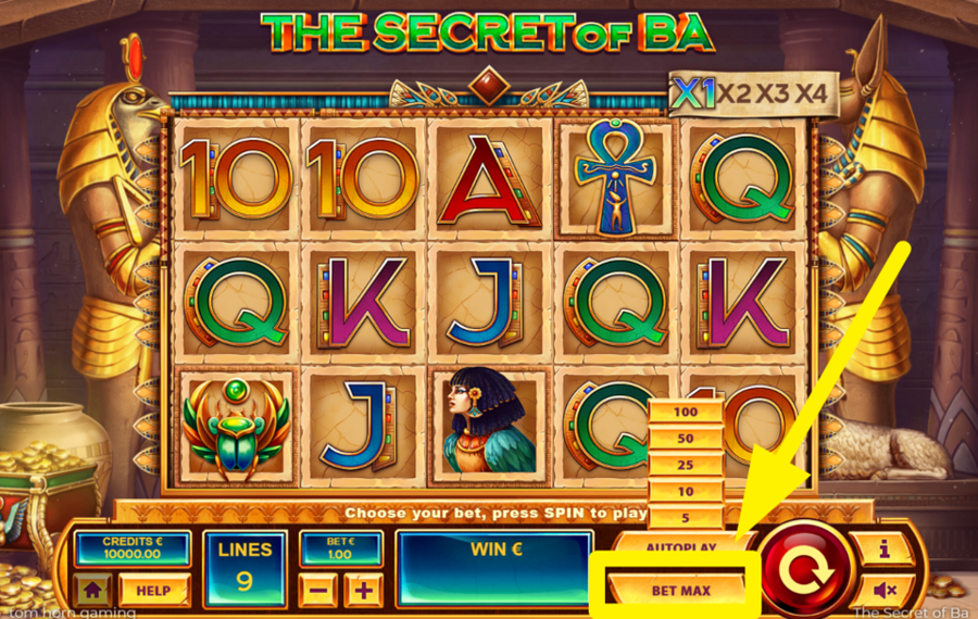 The Secret of Ba CHOOSE THE HIGHEST WAGER LIMIT.