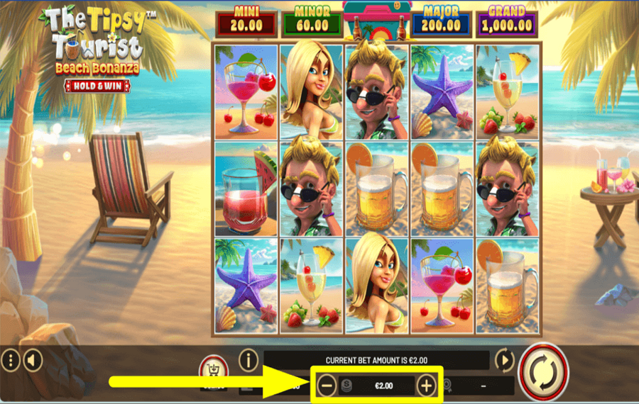 The Tipsy Tourist Beach Bonanza Hold and Win PLACE YOUR BET.