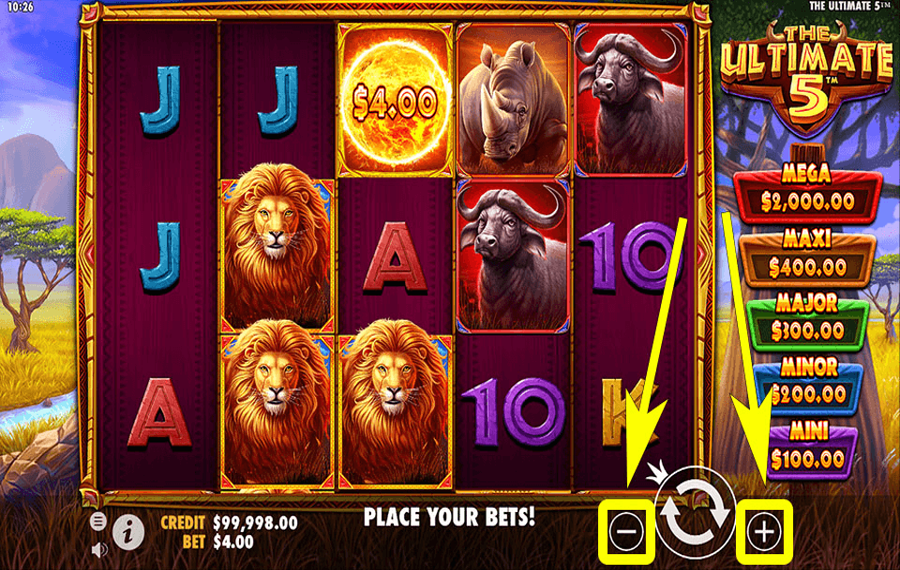 The Ultimate 5 Choose your bet amount.