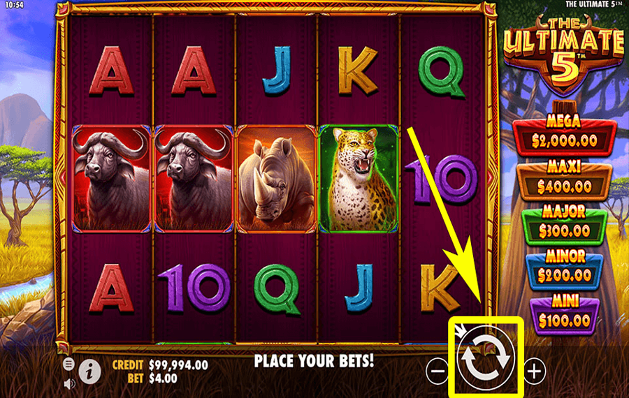 The Ultimate 5 Click/ tap the “Spin” button.