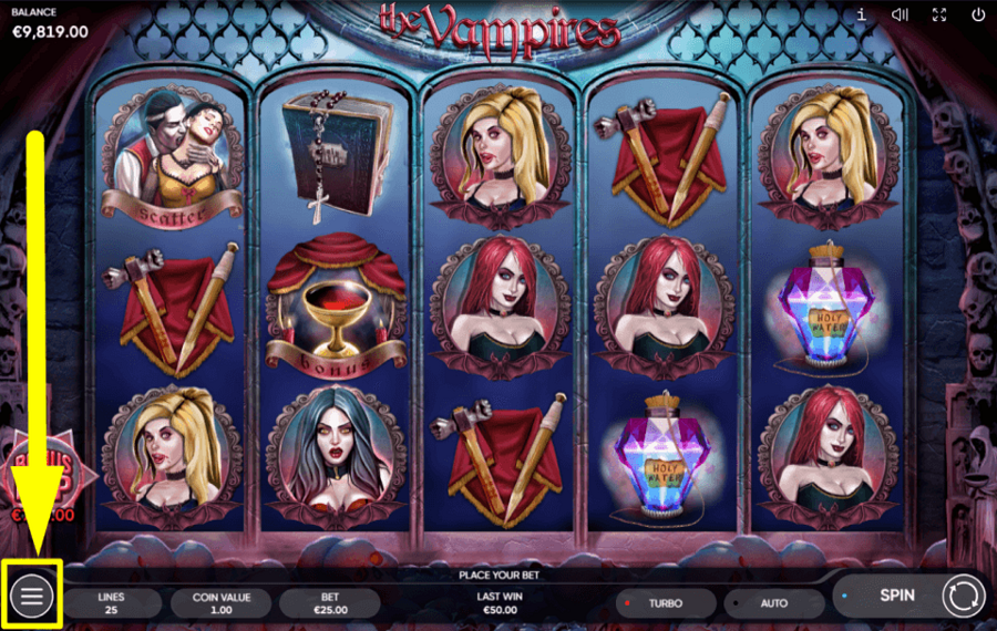 The Vampires EXPLORE THE SETTINGS MENU.