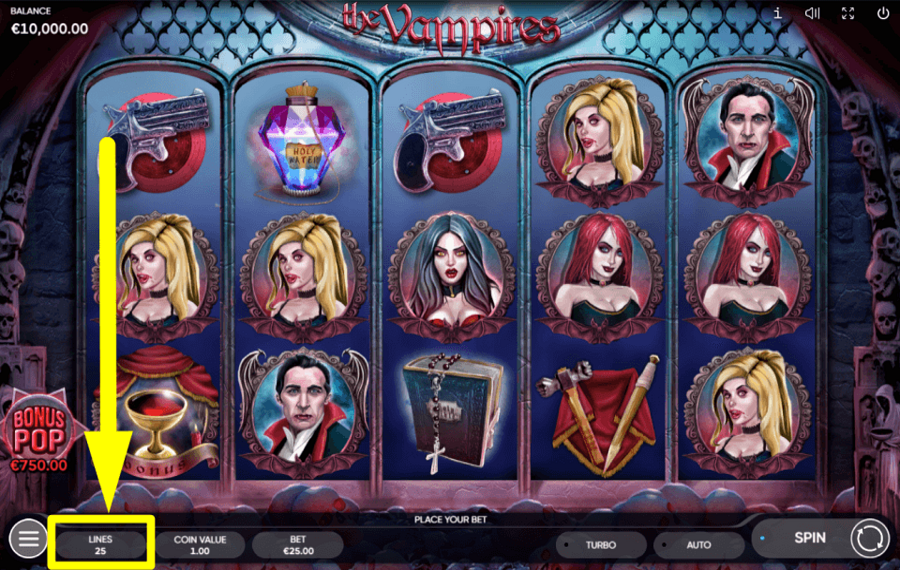 The Vampires CHOOSE THE PAYLINES.