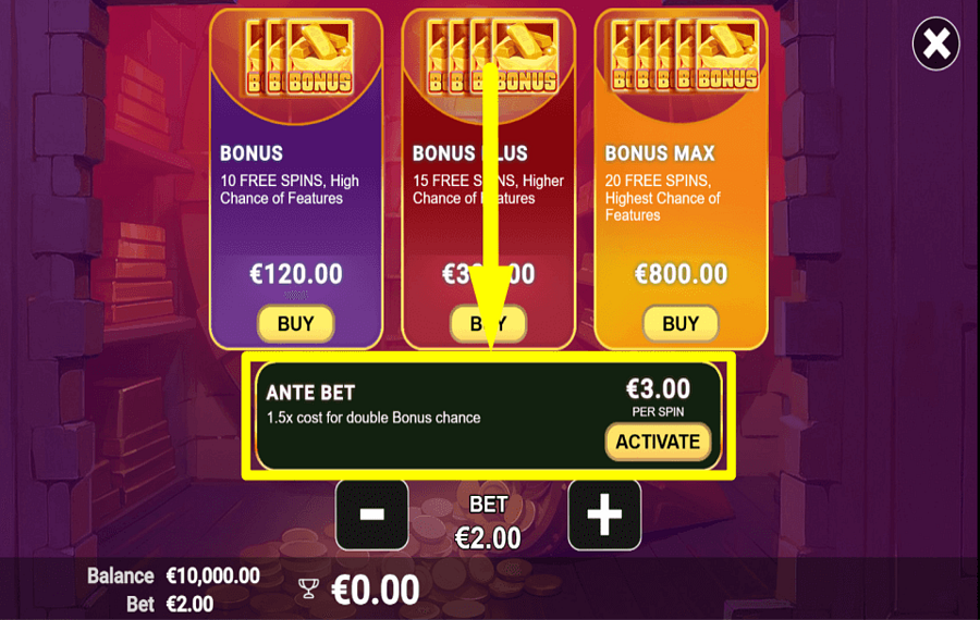 The Vault Chase STAKE MORE CREDITS.