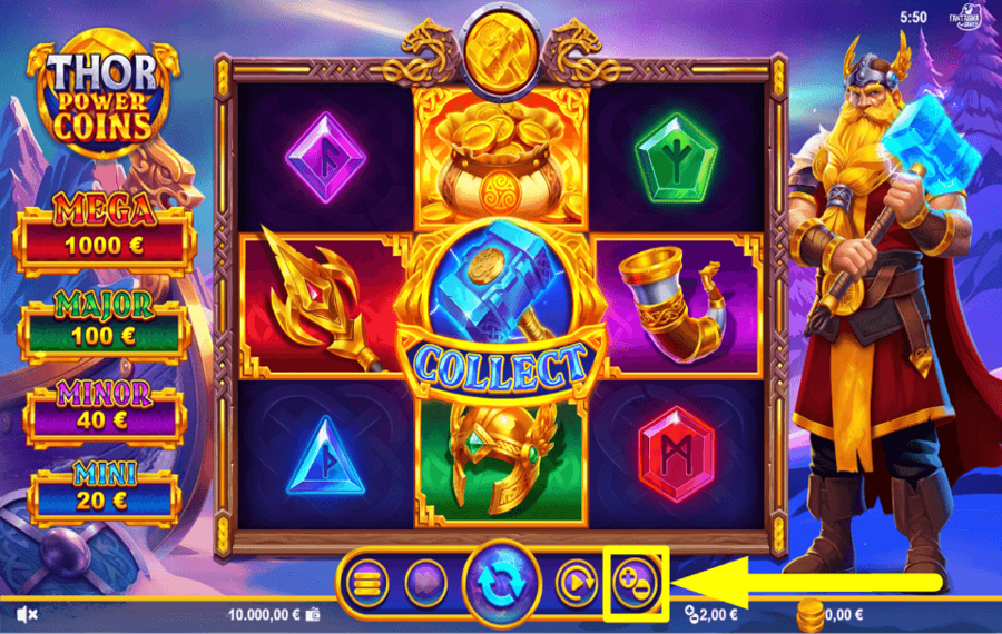 Thor Power Coins DETERMINAR LO QUE APUESTA.