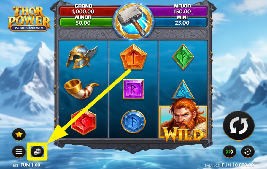 Thor Power Whack and Win ATTRIBUER UNE VALEUR DE PARI.