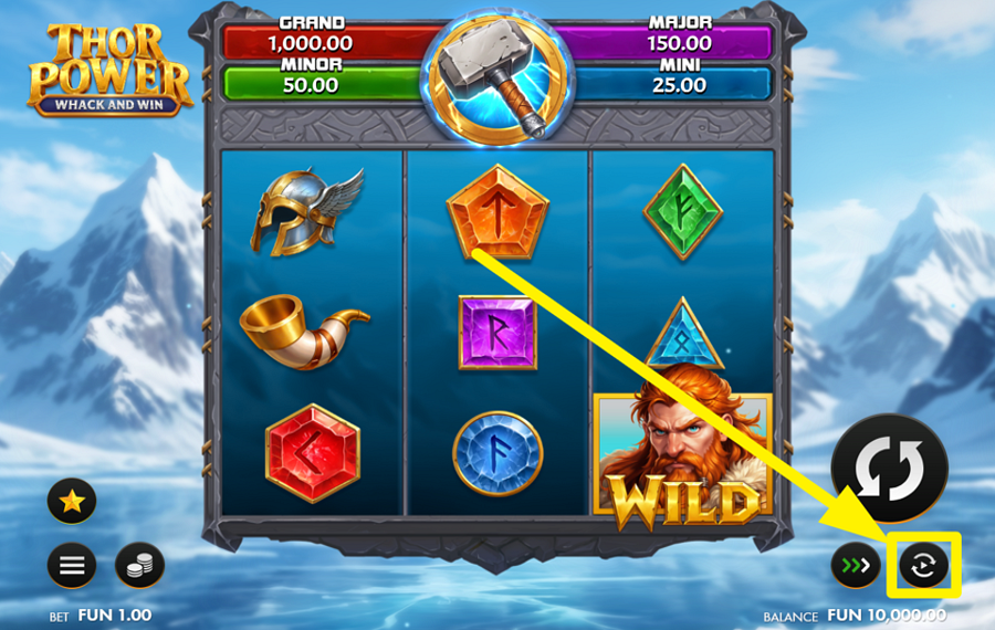 Thor Power Whack and Win ACTIVER LES TOURS AUTOMATIQUES.