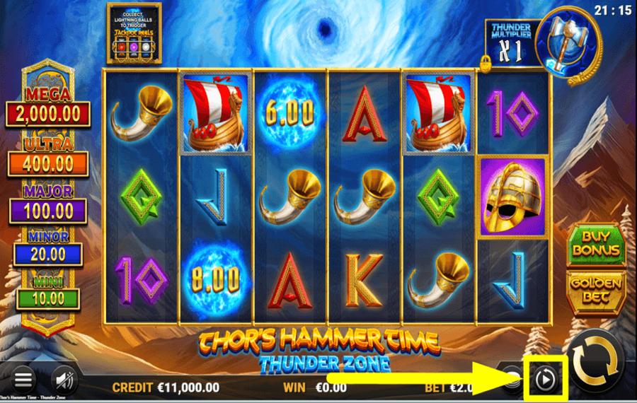 Thors Hammer Time Thunder Zone SPIN AUTOMATICALLY.