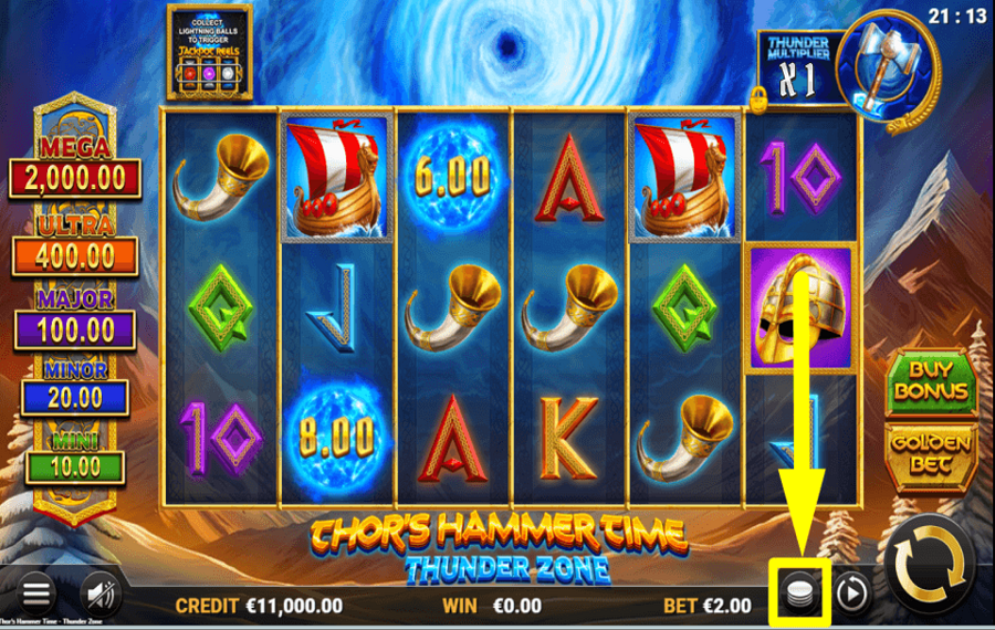 Thors Hammer Time Thunder Zone SELECT YOUR STAKE.