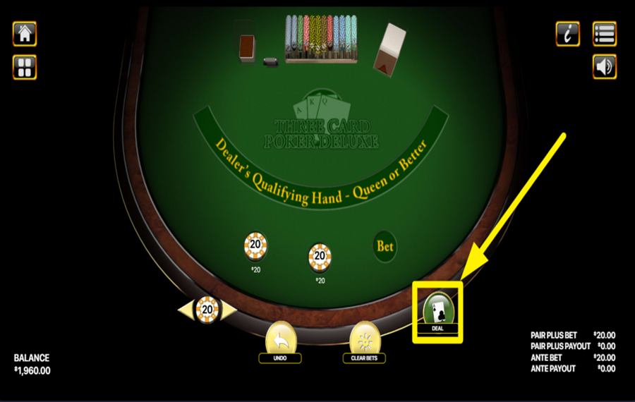 Three Card Poker Dual DISTRIBUEZ LES CARTES.