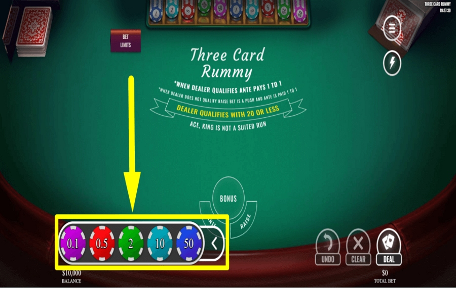 Three Card Rummy PLANIFIEZ LE PARI.