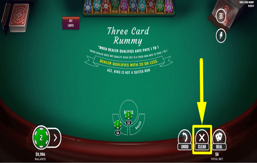 Three Card Rummy RECONSIDÉREZ VOTRE ENJEU.