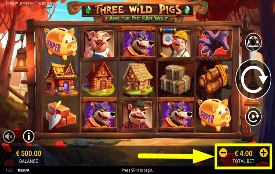 Three Wild Pigs and the Big Bad Wolf УСТАНОВИТЕ СТАВКУ.