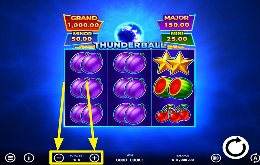 Thunder Ball ОПРЕДЕЛИТЕ ЗНАЧЕНИЕ СТАВКИ.