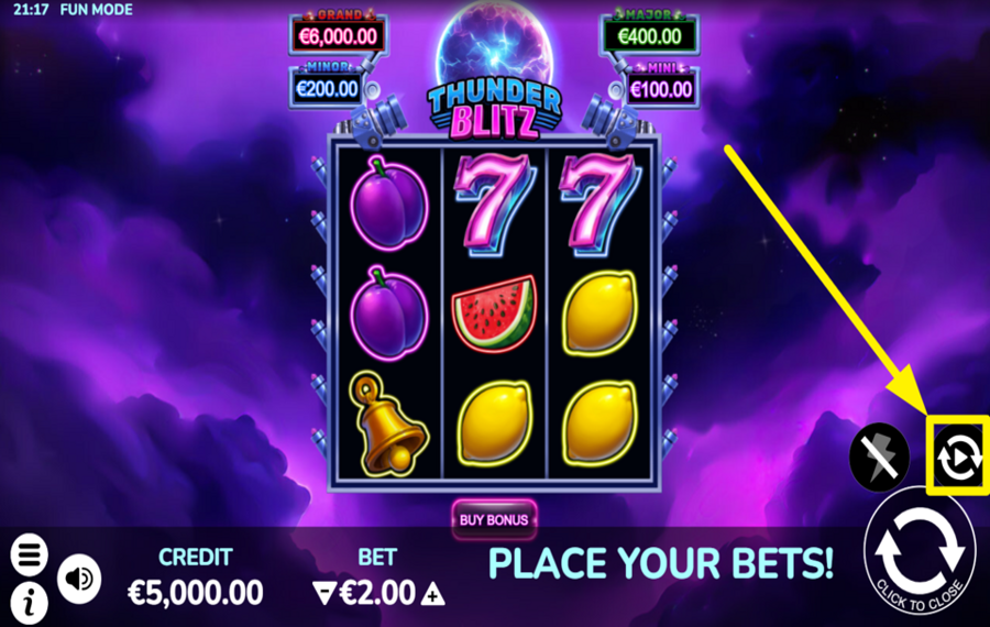 Thunder Blitz DÉCLENCHEZ DES TOURS AUTOMATIQUES.