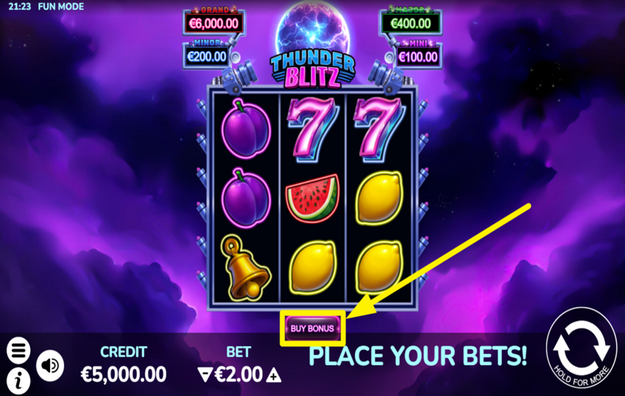 Thunder Blitz ACHETEZ LA FONCTION BONUS.