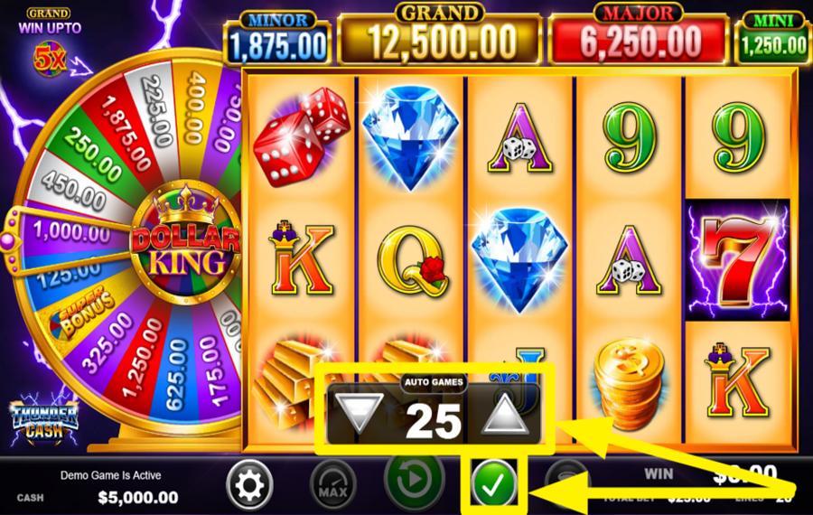 Thunder Cash Dollar King ЗАПУСК АВТОМАТИЧЕСКИХ ВРАЩЕНИЙ.