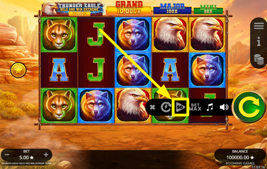 Thunder Eagle Hold and Win Extreme 10000 ЗАПУСТИТЬ АВТОМАТИЧЕСКОЕ ВОСПРОИЗВЕДЕНИЕ.