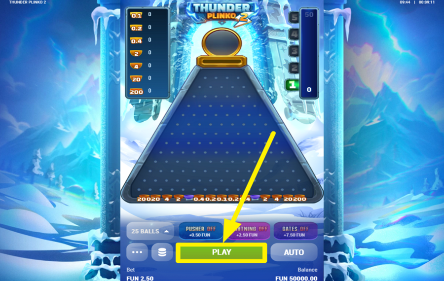 Thunder Plinko 2 Lass die Bälle fallen.