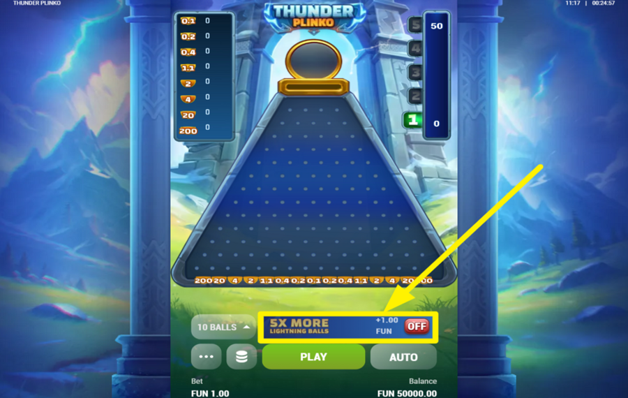 Thunder Plinko Bonuswette aktivieren.