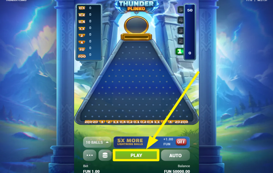 Thunder Plinko Lasst die Bälle fallen!