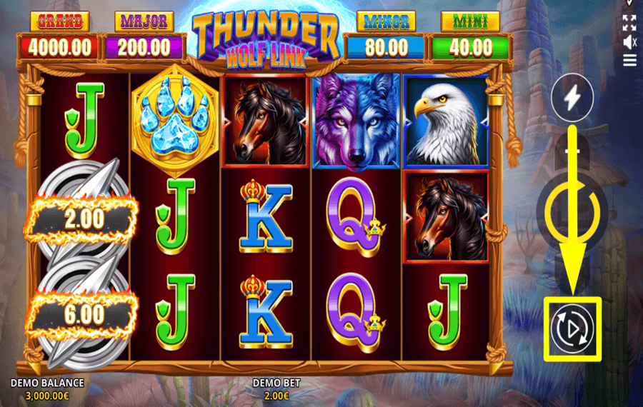 Thunder Wolf Link CHOOSE AUTOMATIC SPINS.