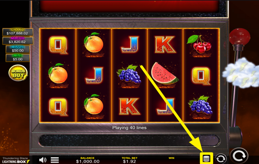 Thundering Blaze ADJUST YOUR BETTING AMOUNT.