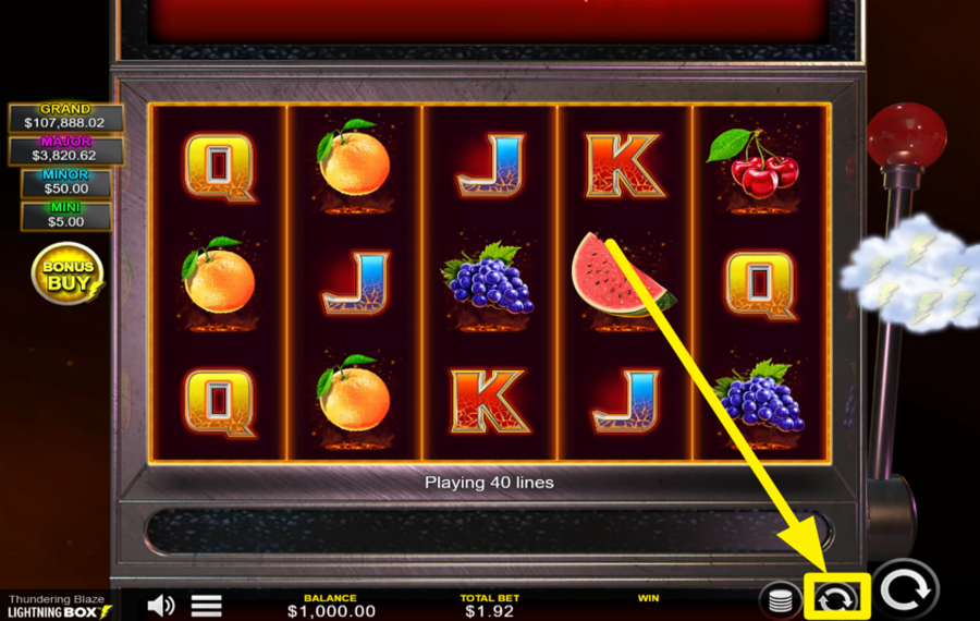 Thundering Blaze INITIATE AUTOMATIC SPINS.