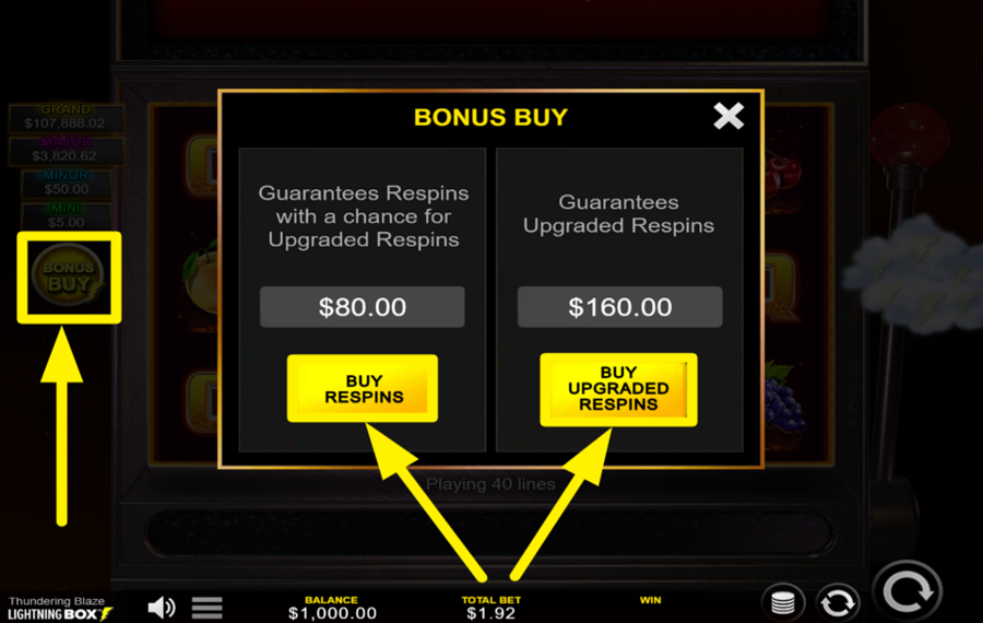 Thundering Blaze PURCHASE A BONUS FEATURE.