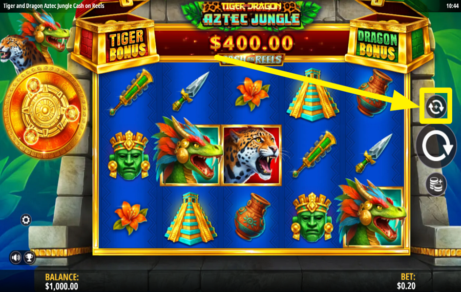 Tiger and Dragon Aztec Jungle 自動回転を開始します。
