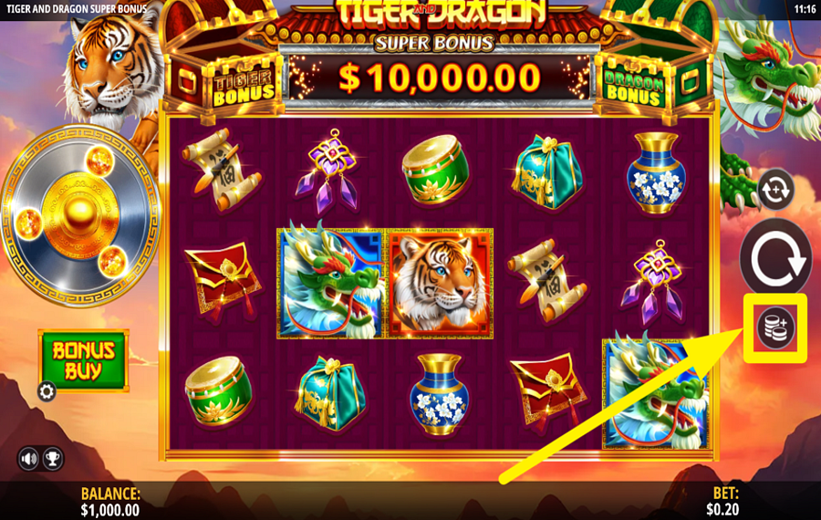 Tiger and Dragon Super Bonus 賭けをしよう。