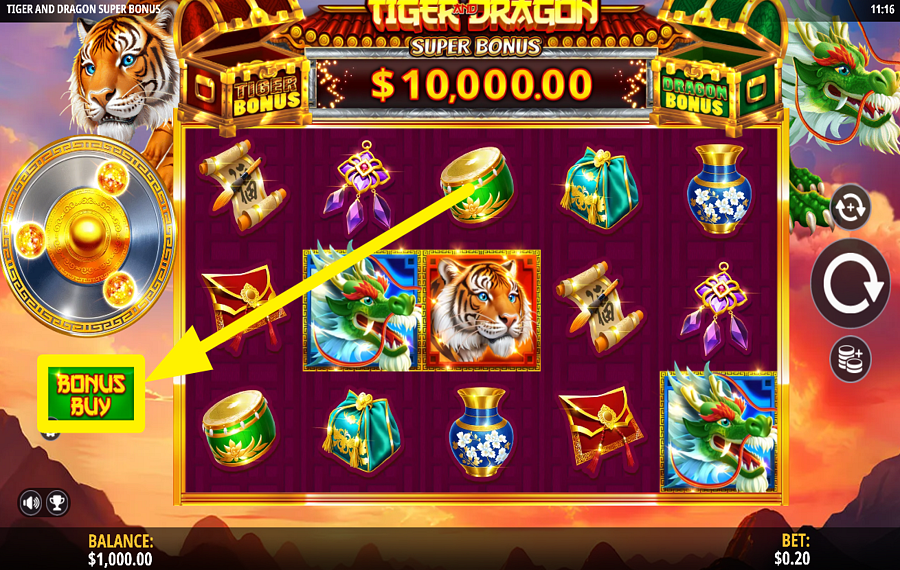 Tiger and Dragon Super Bonus ボーナス機能を活用しましょう。