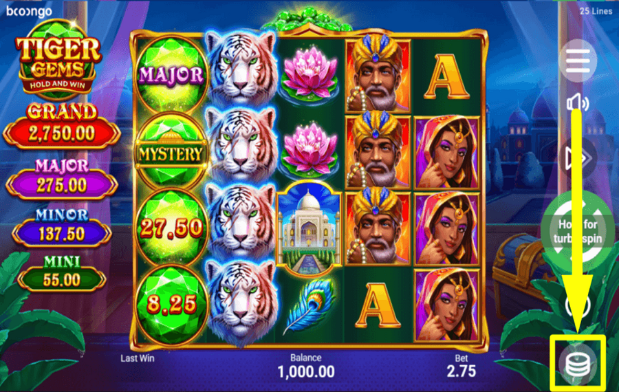 Tiger Gems ВЫБЕРИТЕ ЗНАЧЕНИЕ СТАВКИ.