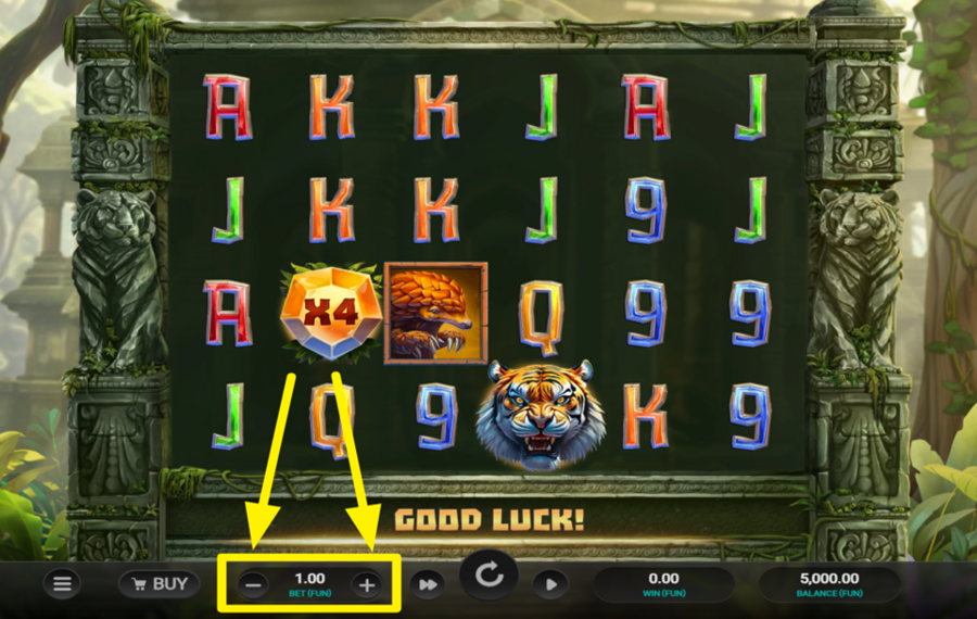 Tiger Shrine SELECT YOUR BET AMOUNT.