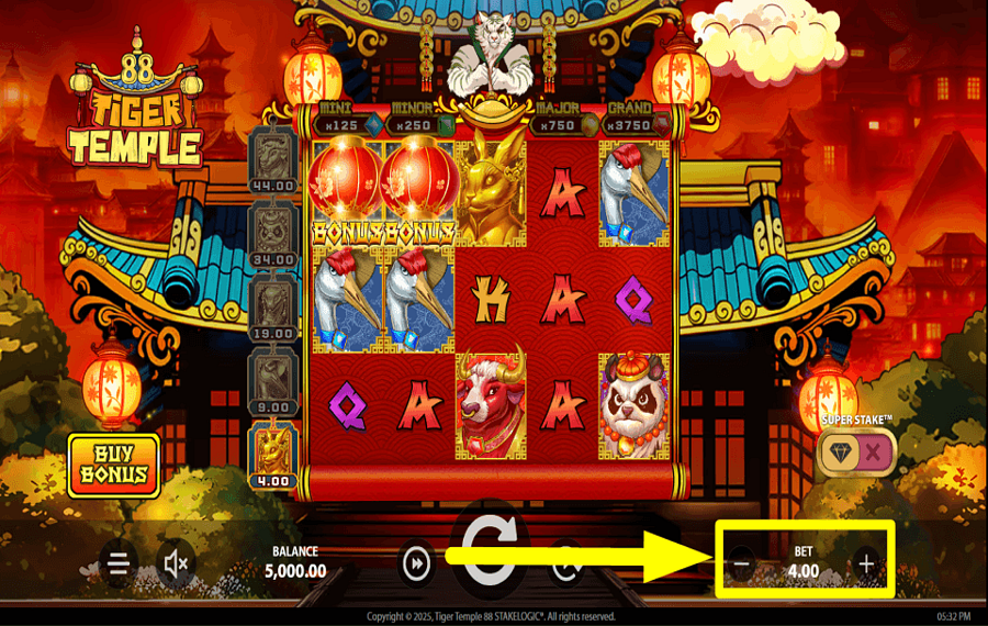 Tiger Temple 88 SELECT THE STAKE.