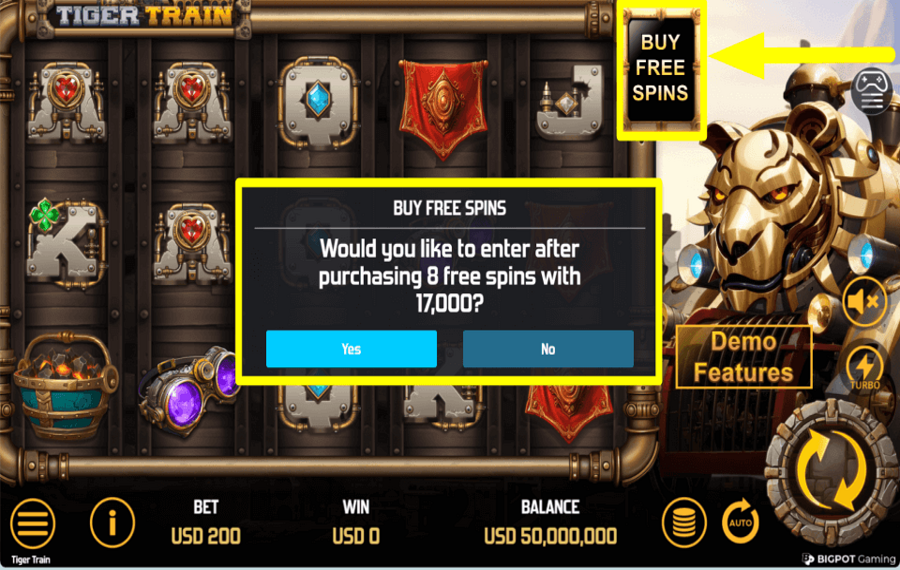 Tiger Train ПОКУПКА БЕСПЛАТНЫХ ВРАЩЕНИЙ.