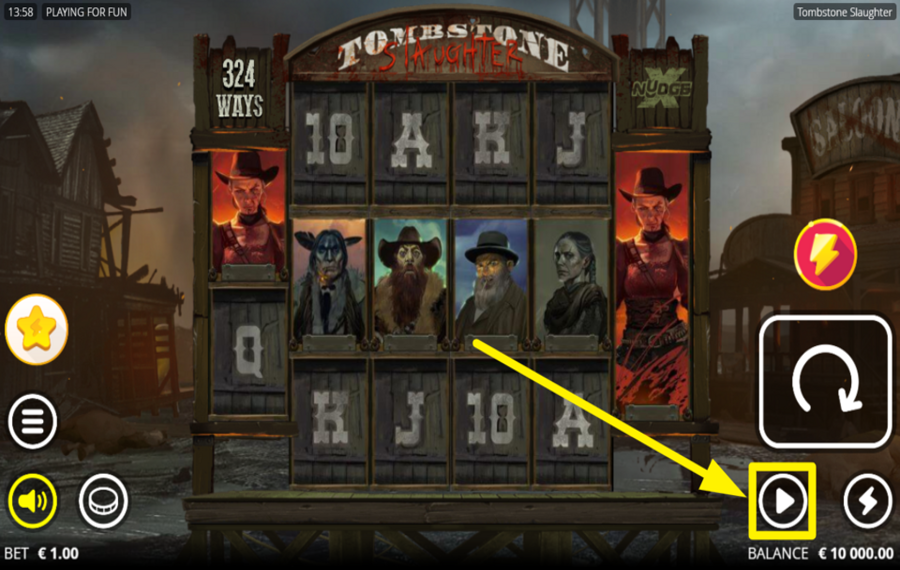 Tombstone Slaughter El Gordos Revenge Используйте автоматические вращения.