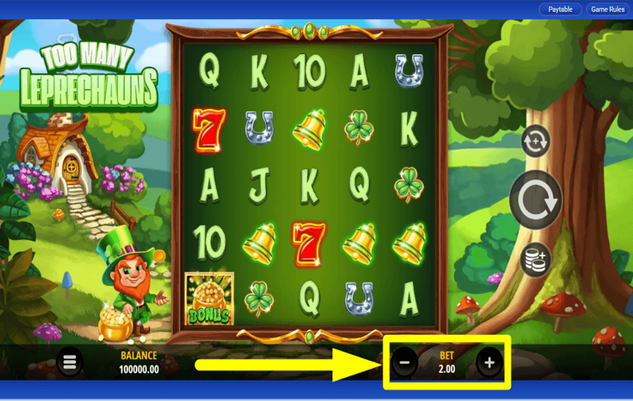 Too Many Leprechauns ОПРЕДЕЛИТЕ СУММУ СТАВКИ.