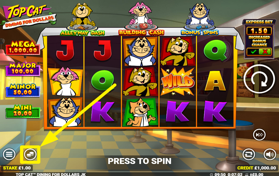 Top Cat Dining For Dollars SPECIFY YOUR WAGER.