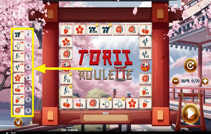Torii Roulette ELIGE LOS SÍMBOLOS.
