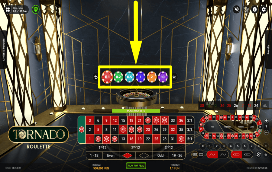 Tornado Roulette SÉLECTIONNEZ VOTRE PARI.