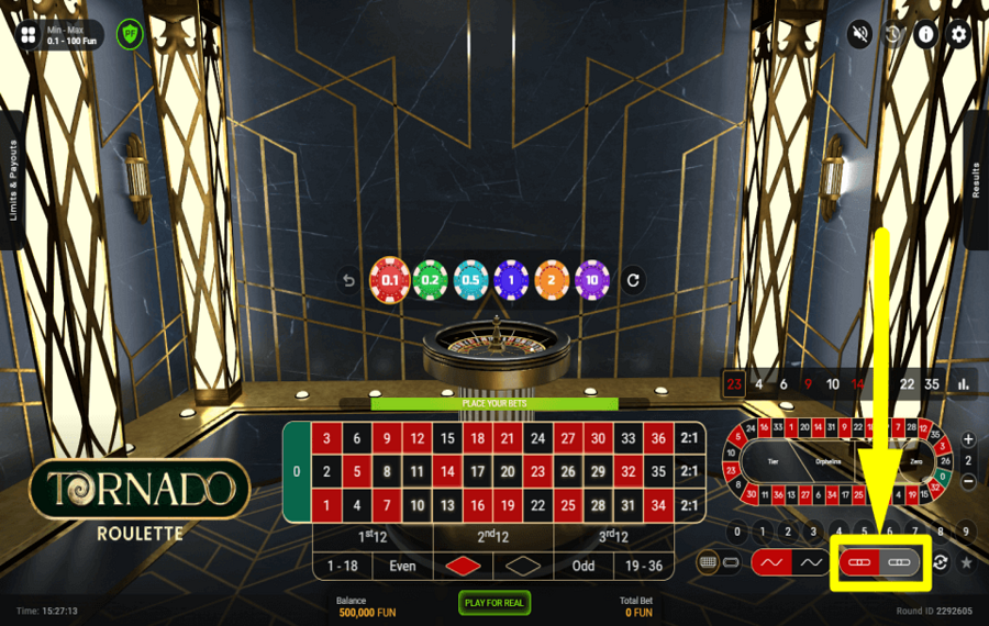 Tornado Roulette DIVISEZ VOTRE MISE.